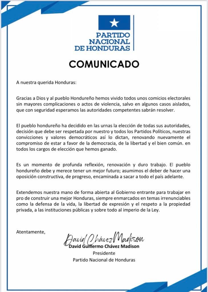 comunicado Partido Nacional