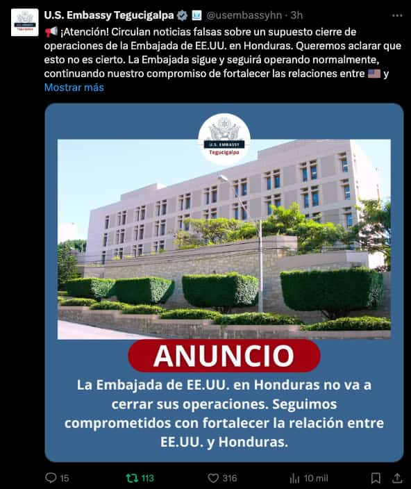 Comunicado Embajada USA